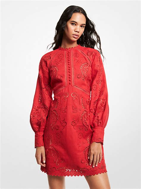 michael kors floral embroidered hemp mini dress|Floral Embroidered Hemp Mini Dress .